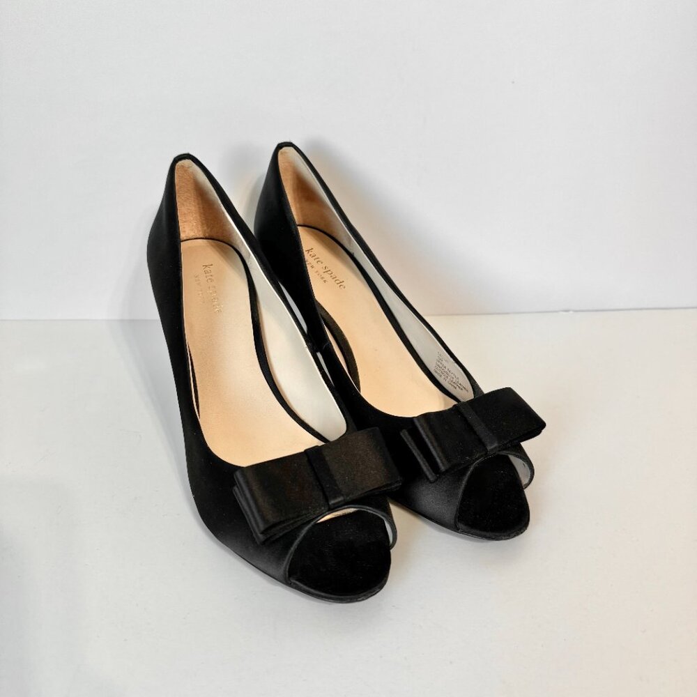Kate Spade Cecilia Black Bow Pumps Peep Toe 10